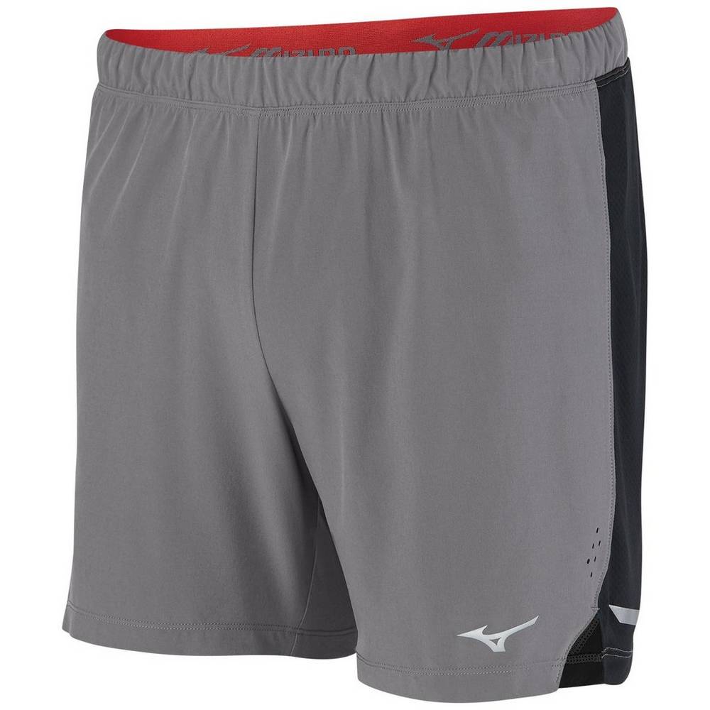 Panske Šortky Mizuno Aero 4.5" Bezecke Siva/Čierne Vypredaj MUYQ49057